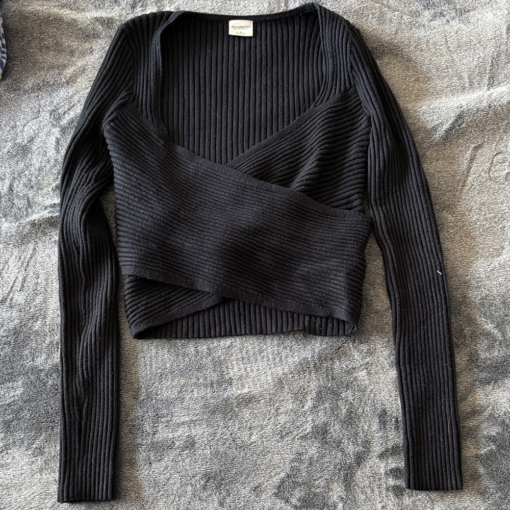 Abercrombie & Fitch Black Ribbed Knit Top